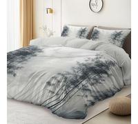 Minimalism Landscape Bamboo Forest Duvet Set - Premium Microfiber Reversible Single Size Duvet Cover Sets White 3 PCs - Ultra Soft & Hypoallergenic Duvet Cover With 2 Pillow Cases