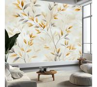 Minimalism Leaf Pattern Wallpaper Bedroom Kids Boys 3D Wallpaper Mural, Beige Kids Teens Room Poster Photo Wall Mural Themed Room Playroom 350 x 256 cm