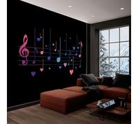 Minimalism Non-Woven Wall Mural 200W x 140H cm, Music Notes Stripes Premium Photo Wallpaper Art Print - Bedroom Wall Mural Decoration Poster Picture Wallpaper Modern Design
