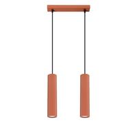 Minimalism Pendant Light KARBON 2 2-Light Aluminium Red ochre GU10 LED