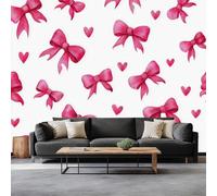Minimalism Photo Picture Wallpaper Cartoon Pink Bow Heart Wall Mural for Living Room, Bedroom, Bathroom, Office, Dining Room, Kid's Room Decoration Wall Covering 500 x 280 cm