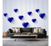 Minimalism Photo Wallpaper Romantic Blue Heart Art 3D Wall Paper, Large Wall Murals Hd Printing Water Proof for Living Room Bedroom Bathroom Kitchen 500 x 280 cm