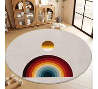 Minimalism Rainbow Arch Round Area Rugs Living Room 180 cm, Grey Soft Fluffy Carpet Mat Circle Area Rug Non Slip Washable Rug for Kitchen Floor Mat