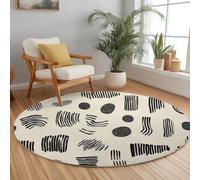 Minimalism Round Area Rugs 120 cm Abstract Line Texture Soft Fluffy Carpet Mat, Circle Area Rug Non Slip Washable Doormat Bedside Carpet for Living Room Bedroom Kitchen Floor Mat
