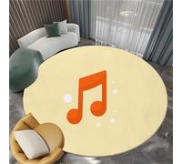 Minimalism Round Area Rugs 120 cm Polka Dot Music Notes Soft Fluffy Carpet Mat, Circle Area Rug Non Slip Washable Doormat Bedside Carpet for Living Room Bedroom Kitchen Floor Mat