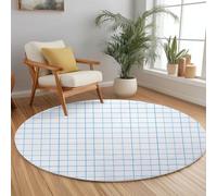 Minimalism Round Area Rugs 200 cm Geometric Grid Fluffy Circle Area Rug, White Crawling Play Circle Carpet Mat for Bedroom Living Room Kitchen Anti-Skid Floormat