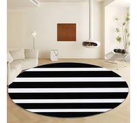 Minimalism Round Rug 90 cm for Living Room Bedroom, Black and White Horizontal Stripes Non-Slip Round Area Rug - Machine Washable Floor Carpet Soft Short Pile Circle Carpets for Kids Room Decor