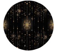 Minimalism Round Rugs 120cm, Black Rug for Living Room Circle Rugs Non-Slip Washable Rug for Bedroom, Soft Beautiful Stars Printed Carpet for Living Room Kid’s Room Nursery