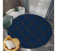 Minimalism Round Rugs 120cm, Black Rug for Living Room Circle with Non Slip Backing Washable Rug for Bedroom, Soft Elegant Lines Geometric Printed Carpet for Kid’s Room Nursery