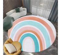 Minimalism Round Rugs 120cm, Colorful Rug for Living Room Circle with Non Slip Backing Washable Rug for Bedroom, Soft Bright Lines Printed Carpet for Kid’s Room Nursery