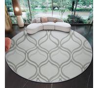 Minimalism Round Rugs 150cm, Grey Rug for Living Room Circle Rugs Non-Slip Washable Rug for Bedroom, Soft Exquisite Elegant Lines Printed Carpet for Living Room Kid’s Room Nursery