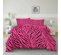 Minimalism Symmetry Lines Pink Small Single Duvet Set 120 x 150 cm with 40 x 60 cm Pillowcase - Soft Cozy Microfiber, Hypoallergenic Non-Iron Easy Care Home, Perfect for Kids and Teens