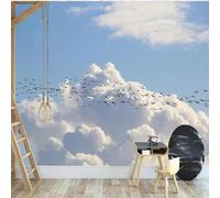 Minimalism Three Dimensional Blue Sky White Clouds Flying Birds 3D Wallpaper Luxury Silk Study Dining Feature Sofa Grey Bedroom Living Room Tv Decorative Wall-300cm×210cm