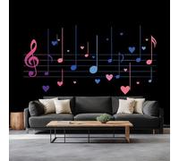 Minimalism Wallpaper Mural Music Heart Symbols Effect Wall Mural, Non-Woven Print Photo Wallpaper for Bedroom Living Room Kitchen Office Kids Decor 500 x 280 cm