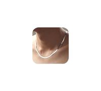 Minimalist 4MM Flat Snake Bone Chain Vintage Flat Chain Necklace Flexible 925 Sterling Silver Herringbone Flat Snake Magic Chain Necklace for Men Women Short Collarbone Blade Chain, 22 inches