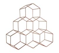 Minimalist 6 Botttle Copper Finish Wine Rack, Geometric Structure Bottle Rack For Cupboard, Sturdy Wine Rack
