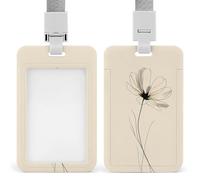 Minimalist Abstract Art Flower ID Badge Holder Retractable Clip Card Holder Card Protector Name Badge Name Tag for Work Office Doctor Nurse
