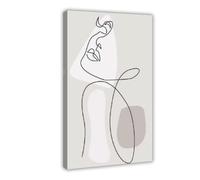 Minimalist Abstract Beige Female Single Line Art Canvas Poster Bedroom Decor Landscape Office Room Decor Gift 08x12inch(20x30cm)