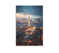 Minimalist Abstract Canvas Wall Art Prints Picture - Modern Cityscape Paris Eiffel Tower at Dusk Travel Poster Living Room Decor Artwork Posters 12x18inch(30x45cm)