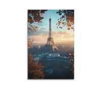 Minimalist Abstract Canvas Wall Art Prints Picture - Scandinavian Travel Poster Eiffel Tower at Golden Hour Wall Decor Artwork Posters 20x30inch(50x75cm)