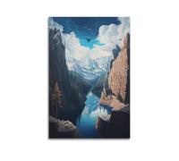 Minimalist Abstract Canvas Wall Art Prints Picture - Surrealism Landscape Poster with Majestic Mountains And Soaring Birds Wall Decor Artwork Posters 12x18inch(30x45cm)