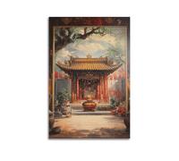 Minimalist Abstract Canvas Wall Art Prints Picture - Traditional Asian Temple Landscape Poster, Scenic And Cultural Artwork Wall Decor Artwork Posters 24x36inch(60x90cm)