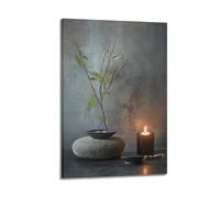 Minimalist Abstract Canvas Wall Art Prints Picture - Wabi - Sabi Botanical Poster with Eucalyptus And Candle Ambiance Home Decor Artwork Posters 12x18inch(30x45cm)