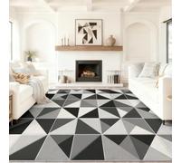 Minimalist Abstract Carpets for Teen Boy Gril Kids, Black White Geometric Triangle Square Bedroom Living Room Area Rugs Washable Non Soft Slip, 60 x 90 cm