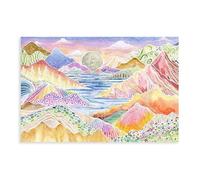 Minimalist Abstract Colored Mountain Scene Watercolor Painting Canvas Poster Bedroom Decor Landscape Office Room Decor Gift 20x30inch(50x75cm)