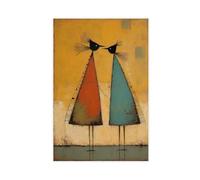 Minimalist Abstract Colorful Two Bird Figures Talking Art Painting Canvas Poster Wall Art Decor Print Picture Paintings for Living Room Bedroom Decoration 24x36inch(60x90cm)