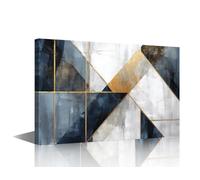 Minimalist Abstract Geometric Art Canvas Wall Art for Bedroom Framed Artwork for Walls Golden Line Paintings Wall Art Framed Modern Poster Decor for Living Room House Decoration 12"Wx18"Hx1 Panel