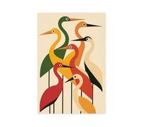 Minimalist Abstract Japanese Retro Crane Art Print Canvas Poster Bedroom Decor Landscape Office Room Decor Gift 08x12inch(20x30cm)