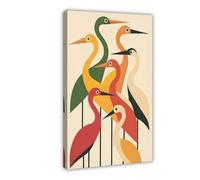 Minimalist Abstract Japanese Retro Crane Art Print Canvas Poster Bedroom Decor Landscape Office Room Decor Gift 08x12inch(20x30cm)