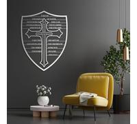 Minimalist Abstract Metal Wall Decor Art for Living Room, Armour of God, Inspirational, Epheslans 6:16-17 Bible Verse Wall Art, Christian Cross Metal, Religious for, Home Decor (43"x33" | 108x84cm,