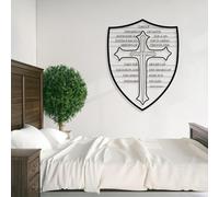 Minimalist Abstract Metal Wall Decor Art for Living Room, Armour of God, Inspirational, Epheslans 6:16-17 Bible Verse Wall Art, Christian Cross Metal, Religious for, Home Decor (25"x19" | 63x49cm,