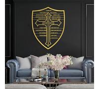 Minimalist Abstract Metal Wall Decor Art for Living Room, Armour of God, Inspirational, Epheslans 6:16-17 Bible Verse Wall Art, Christian Cross Metal, Religious for, Home Decor (20"x15" | 50x39cm,