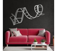 Minimalist Abstract Metal Wall Decor Art for Living Room, Metal Film Strip, Antique Movie Theater Decor, Movie Tape Cinema Wall Art, Home Theater, for, Above Bed Decor (24"x10" | 62x26cm, Silver)