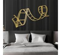 Minimalist Abstract Metal Wall Decor Art for Living Room, Metal Film Strip, Antique Movie Theater Decor, Movie Tape Cinema Wall Art, Home Theater, for, Above Bed Decor (59"x24" | 150x62cm, Gold)