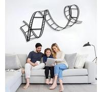 Minimalist Abstract Metal Wall Decor Art for Living Room, Metal Film Strip, Antique Movie Theater Decor, Movie Tape Cinema Wall Art, Home Theater, for, Above Bed Decor (43"x18" | 110x45cm, Black)