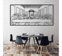 Minimalist Abstract Metal Wall Decor Art for Living Room, The Last Supper, Christian Metal Decor, Jesus Line Art, Wall Art, Christian Home Decor, Gift for Christian, Housewarming Gifts (Black, 35.4"x