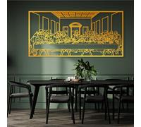 Minimalist Abstract Metal Wall Decor Art for Living Room, The Last Supper, Christian Metal Decor, Jesus Line Art, Wall Art, Christian Home Decor, Gift for Christian, Housewarming Gifts (Gold, 68.9"x3