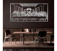 Minimalist Abstract Metal Wall Decor Art for Living Room, The Last Supper, Christian Metal Decor, Jesus Line Art, Wall Art, Christian Home Decor, Gift for Christian, Housewarming Gifts (Silver, 53.1"