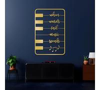 Minimalist Abstract Metal Wall Decor Art for Living Room, Where Words Fail Music Speaks Wall Art, Music, Music Quotes, Piano Key Wall Art, Music Note, Bedroom Wall Art (Gold, 24"x15" | 60x39cm)