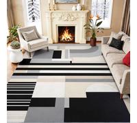 Minimalist Abstract Modern Living Room Area Rugs 60 x 90 cm, Beige Carpet | Machine Washable Non Slip, Stain Resistant Rug, Geometric Striped Curve, for Dining Room Kitchen Bedroom Home Office