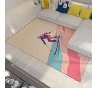 Minimalist Abstract Rugs for Living Room Sporty Skiing Rug Modern Design Fashion Area Rug Washable Non-Slip Carpet for Gym Apartment 160x200cm