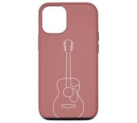 Minimalist Acoustic Guitar Line Art - Rose Case for iPhone 12/12 Pro