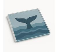Minimalist Acrylic Coaster Gift for Book Lovers - Moby-Dick Inspired Novelty Decor with Whale Tail Illustration