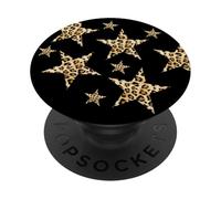 Minimalist Aesthetic Black Leopard Star Patterns Art PopSockets Adhesive PopGrip