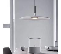 Minimalist Aluminum Disc Pendant Light Adjustable Height Single Head Hanging Lamp for Living Room Kitchen Island Cafe Modern and Ultra Slim Design Ideal for Shopping Mall White Color
