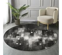 Minimalist And Abstract The Future Round Area Rug 180cm, Non-Slip Soft Cosy Rectangle Garbage Texture Printed Rugs, Washable Low Pile Non Shedding Black Circle Carpet for Living Room Bedside Playroom